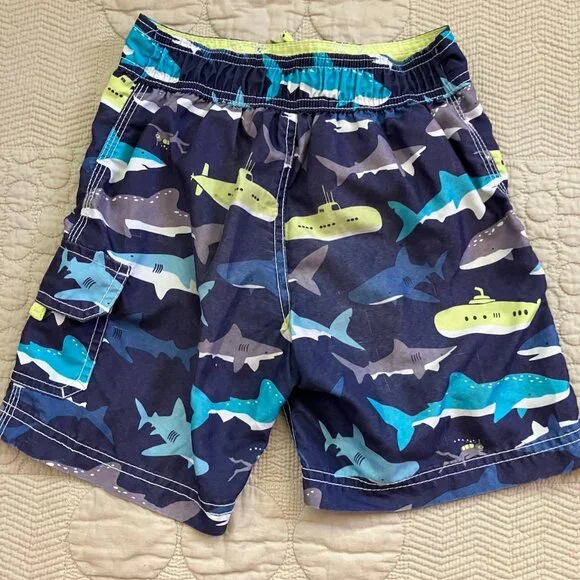 Boys Sz. 6/7 Shark Swim Trunks (Trunks, Carter's, Op) & New Eddie Bauer Swim Top - Picture 6 of 16